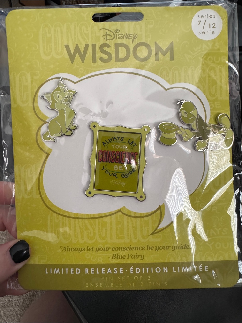 2019 Disney Wisdom Pin Set of 3 Pinnochio 7/12 Limited Release New